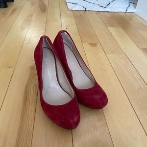 Franco Sarto red suede pumps
